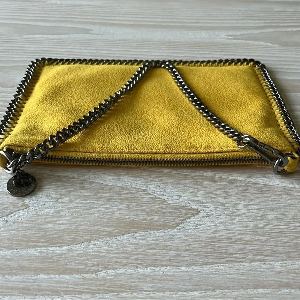 Stella McCartney Falabella Pouchette Bag Yellow Vegan Leather NEW